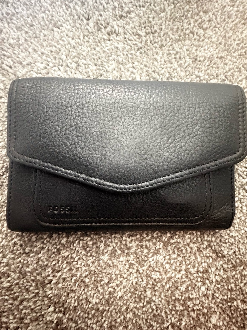 Fossil Black Pebbled Leather Envelope Wallet